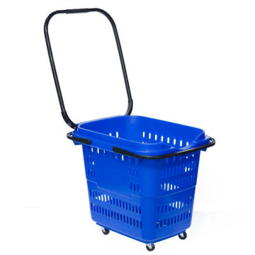 Handle Basket Store Rolling Plastic Shopping Cart